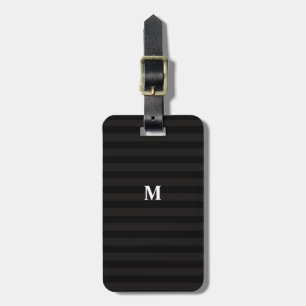 7 Option Modern Monogram Black Stripes Luggage Tag