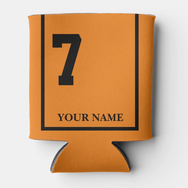 7 Orange with Black Horse Saddle Blanket Custom Can Cooler (Front)