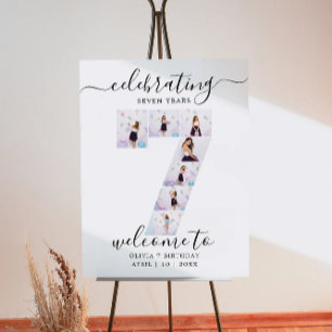 7 Photo Birthday Welcome Sign, Him or Her Poster