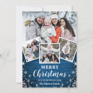 7 PHOTO Christmas Rustic Wood Greeting Holiday Card