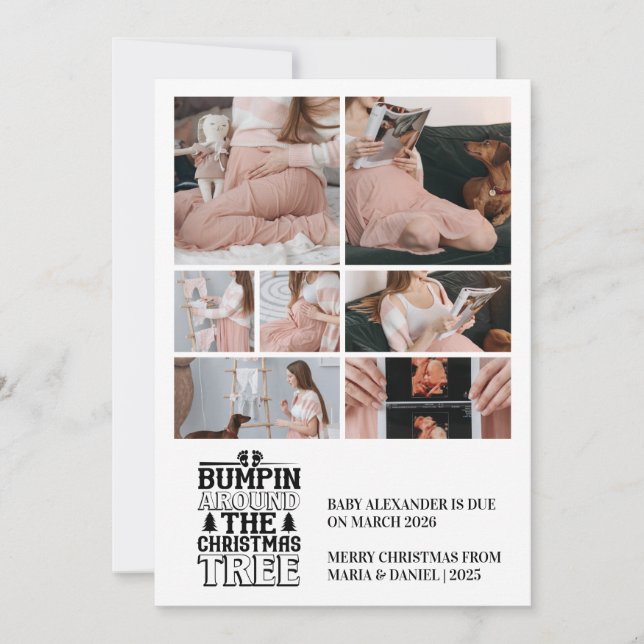 7 Photo Christmas Tree Pregnancy Announcement (Front)