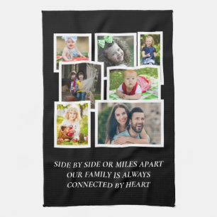 7 Photo Collage Black Family Quote Tea Towel