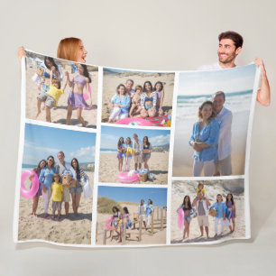 7 Photo collage family template personalised Fleece Blanket