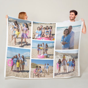 7 Photo collage family template personalised Fleece Blanket