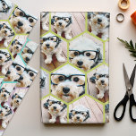 7 Photo Collage - funky hexagon honeycomb pattern  Wrapping Paper Sheet<br><div class="desc">Blue Green Purple -- Add 7 pictures to this cute any occasion paper. A keepsake that highlights seven pictures in a crazy pattern.</div>