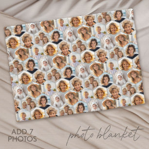 7 Photo Collage - funky hexagon pattern Fleece Blanket