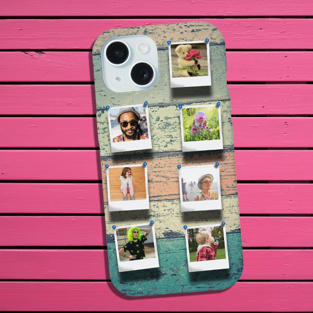 7 Photo Collage iPhone 15 Rustic Plank iPhone 15 Case (Creator Uploaded)
