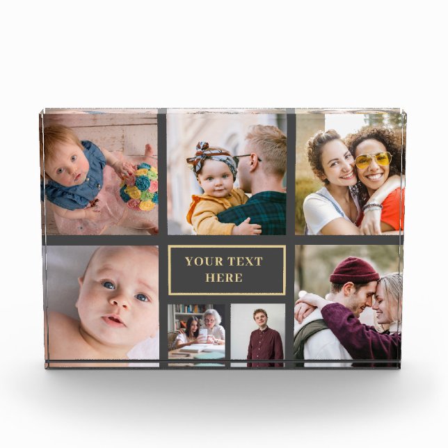 7 Photo Collage Minimalist - Gold and White Grid  (Front)