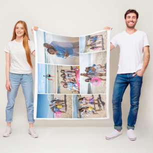 7 Photo collage template personalised Fleece Blanket