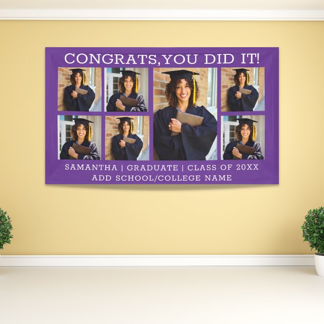  7 Photo Congrats Graduate  2023 Purple Graduation Banner (Creator Uploaded)
