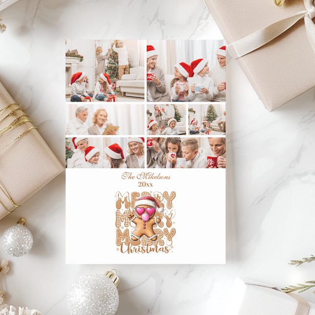 7 Photo Cute Gingerbread  Merry Christmas  Holiday Card (Creator Uploaded)