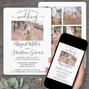 7 Photo Simple Modern Calligraphy Elegant Wedding Invitation