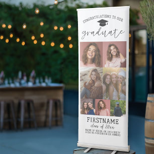 7 Photos - Graduation Modern Minimal White Retractable Banner