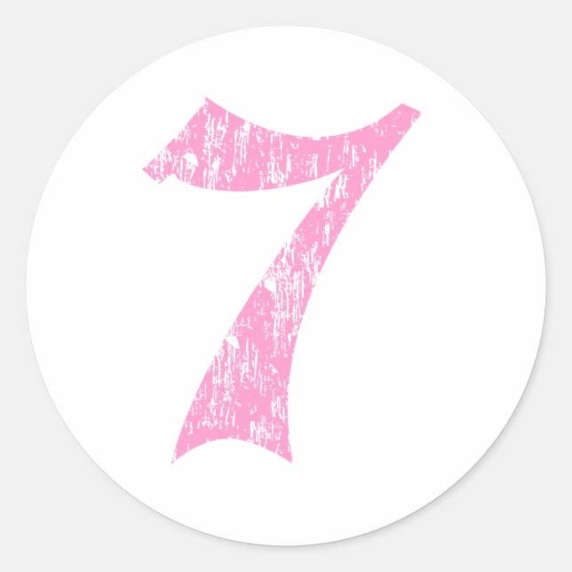 #7 Pink Olde English Classic Round Sticker (Front)