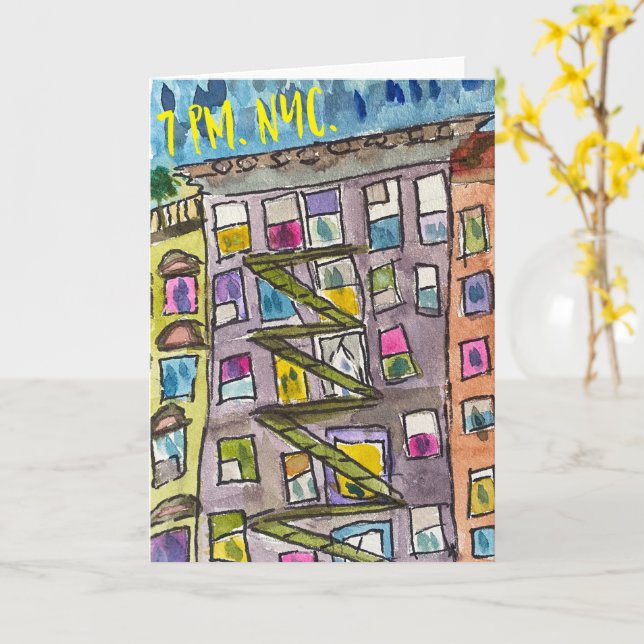 7 PM NYC Gratitude Greeting Card w/Enveloope (Yellow Flower)