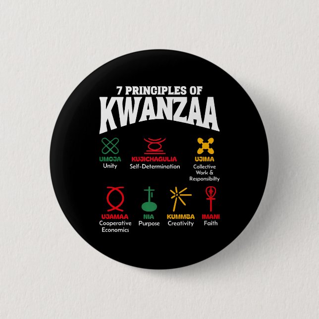 7 Principles Of Kwanzaa African American Pride Men 6 Cm Round Badge (Front)
