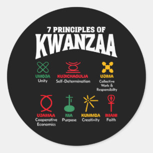 7 Principles Of Kwanzaa African American Pride Men Classic Round Sticker