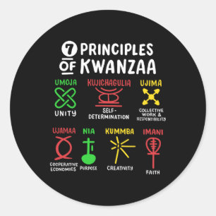 7 Principles Of Kwanzaa Black African American Men Classic Round Sticker