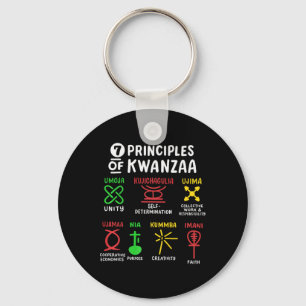 7 Principles Of Kwanzaa Black African American Men Key Ring