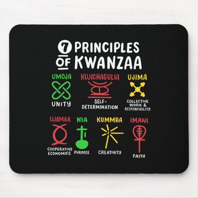 7 Principles Of Kwanzaa Black African American Men Mouse Mat (Front)
