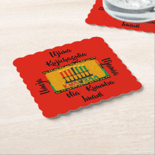 7 Principles of Kwanzaa Candles Paper Coaster