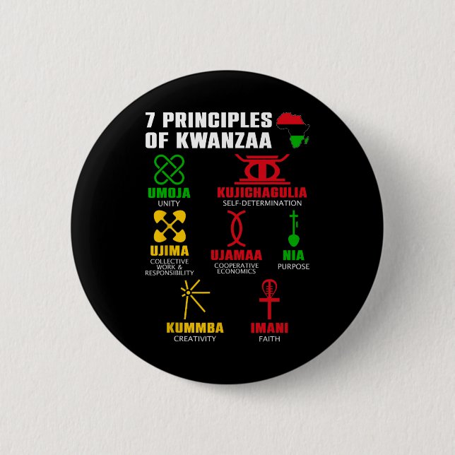 7 Principles Of Kwanzaa Celebration Pan African Bo 6 Cm Round Badge (Front)
