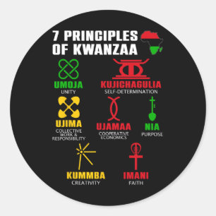 7 Principles Of Kwanzaa Celebration Pan African Bo Classic Round Sticker