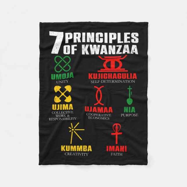 7 Principles Of Kwanzaa Celebration Pan African Bo Fleece Blanket (Front)