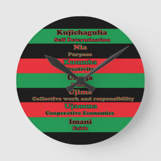 7 Principles of Kwanzaa Colours Round Clock