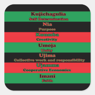 7 Principles of Kwanzaa Colours Square Sticker