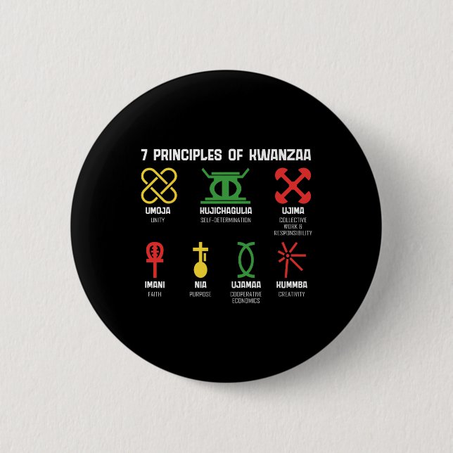 7 Principles Of Kwanzaa Happy Kwanzaa African Amer 6 Cm Round Badge (Front)