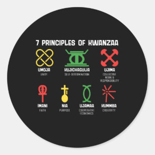 7 Principles Of Kwanzaa Happy Kwanzaa African Amer Classic Round Sticker