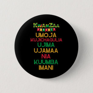 7 Principles Of Kwanzaa Happy Kwanzaa African Cand 6 Cm Round Badge