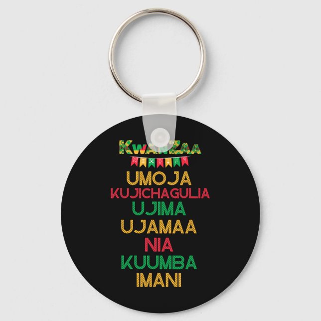 7 Principles Of Kwanzaa Happy Kwanzaa African Cand Key Ring (Front)