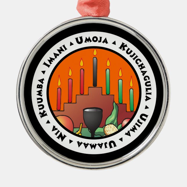 7 Principles of Kwanzaa Metal Tree Decoration (Front)