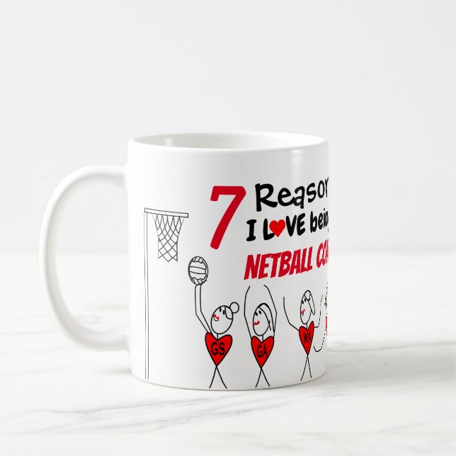 7 Reasons I Love Being A Netball Coach Coffee Mug (Left)