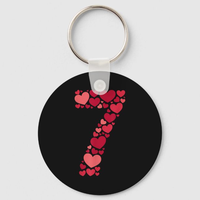 7 Romantic 67 Heart Pattern Valentine Love Trend 6 Key Ring (Front)