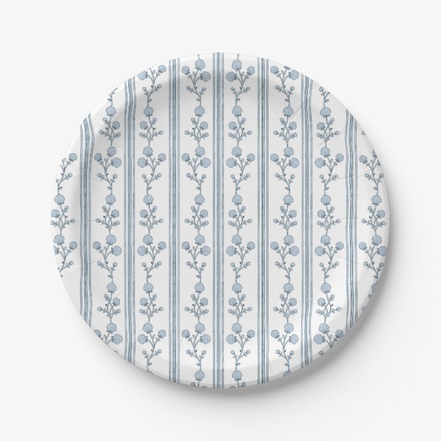 7" Round Coastal Shells Paper Plate (Front)