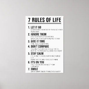 7 Rules of Life Motivational Quote Modern Script Canvas Print