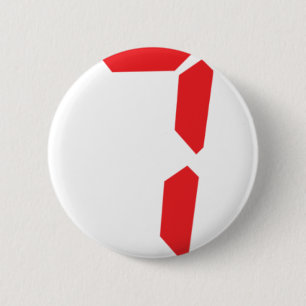 7 seven  red alarm clock digital number 6 cm round badge