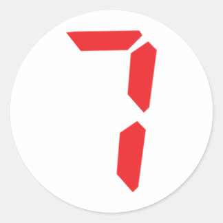 7 seven red alarm clock digital number classic round sticker