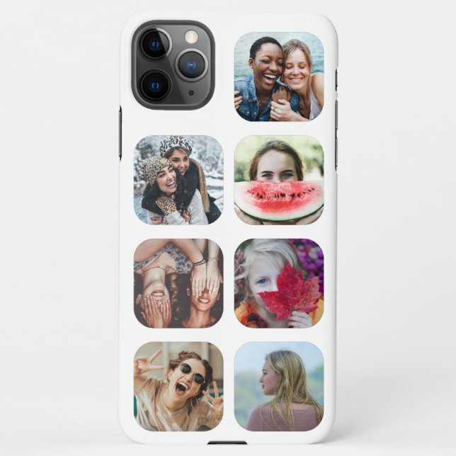 7 Square Photo Collage White Template iPhone Case (Back)