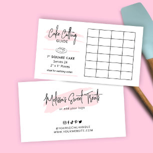 7" Square Wedding Cake Cutting Guide 2x1" Portions Enclosure Card