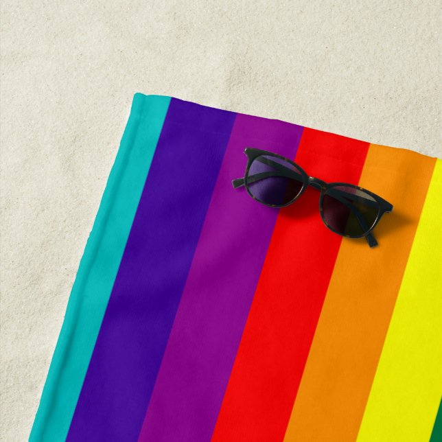 7-Stripe Rainbow Pride Flag Beach Towel (In Situ)