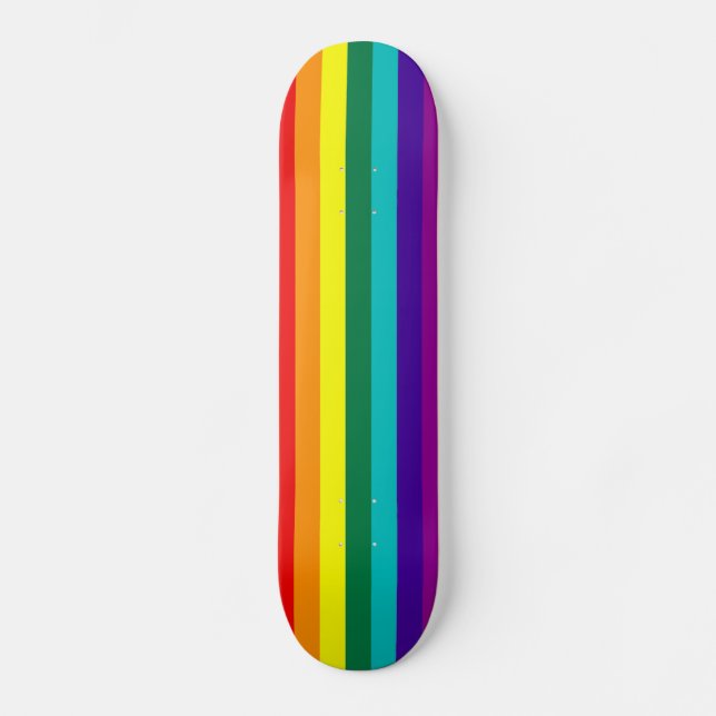 7 Stripes Rainbow Gay Pride Flag Skateboard (Front)