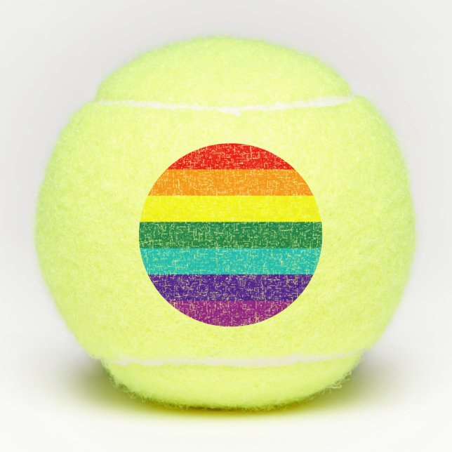 7 Stripes Rainbow Gay Pride Flag Tennis Balls (Front)