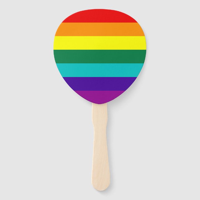7 Stripes Rainbow Pride Flag Hand Fan (Front)