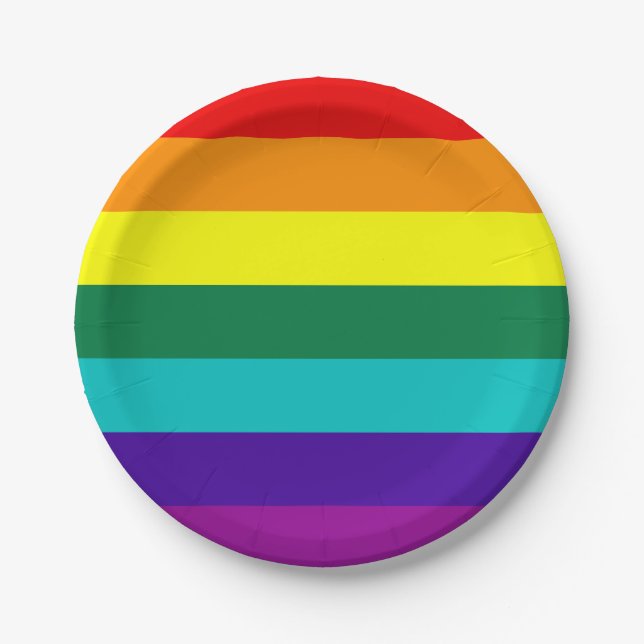 7 Stripes Rainbow Pride Flag Paper Plate (Front)