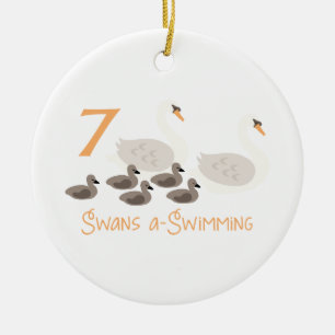 7 Swans a Swimming Ceramic Tree Decoration