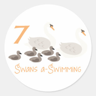 7 Swans a Swimming Classic Round Sticker